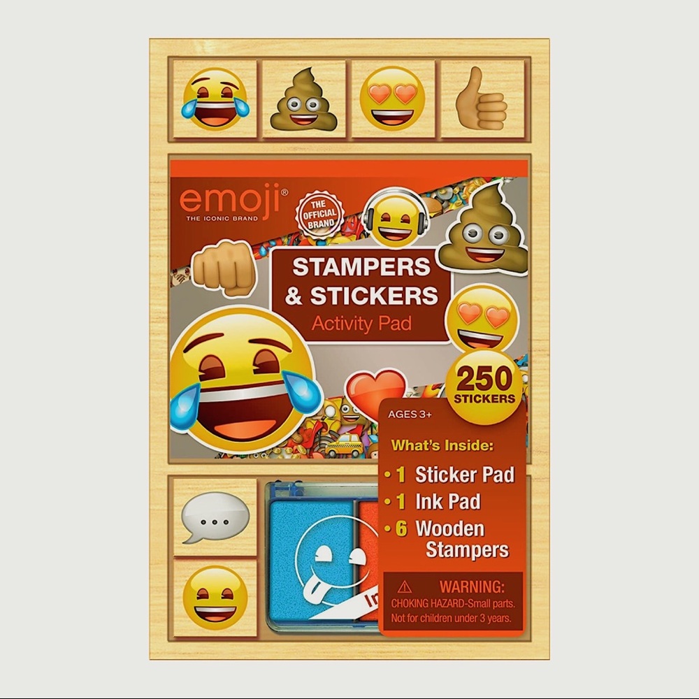 Emoji wooden stampers & stickers set